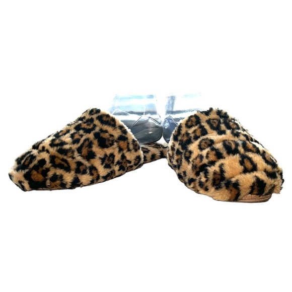Madewell Recycled Faux Fur‎ Quilted Scuff Slippers Leopard Print Size 8 - Picture 7 of 9